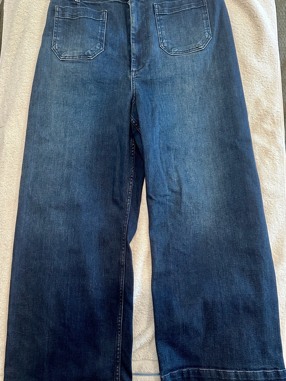 Pilcro The Skipper High Rise Wide Leg Cropped Jeans Dark Wash Size 32 - Picture 2 of 3